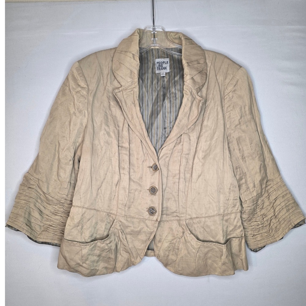 Anthropologie Cream Ruffled Collar Blazer